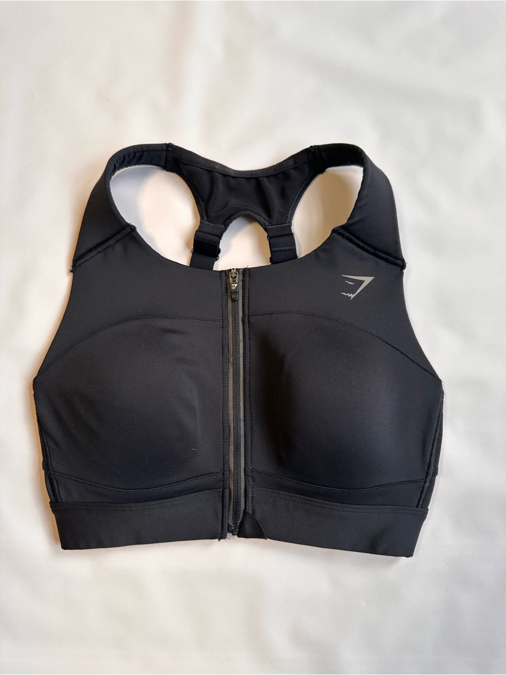Gymshark Black Front-Zip Racerback High-Support Sports Bra